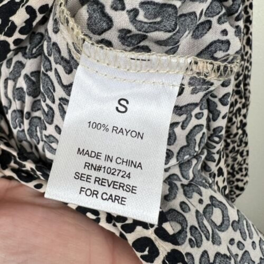 Grand & Greene Small Leopard Animal Print Roll Tab Long Sleeve Button Up Blouse - Picture 7 of 14